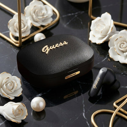 Handsfree Bluetooth Guess Script Metal Logo, TWS, Biela