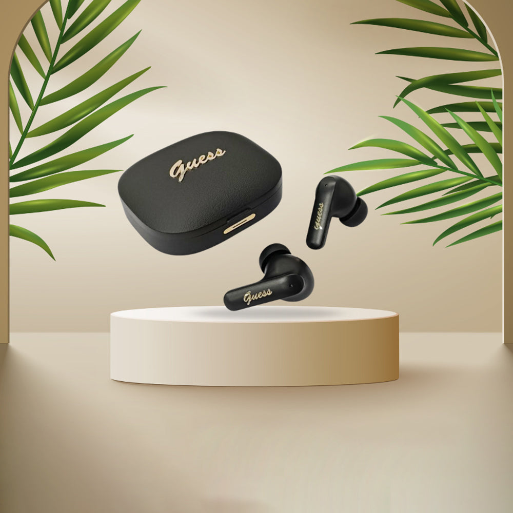 Handsfree Bluetooth Guess Script Metal Logo, TWS, Čierna