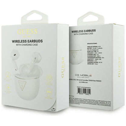 Handsfree Bluetooth Guess Script Print, TWS, Biely