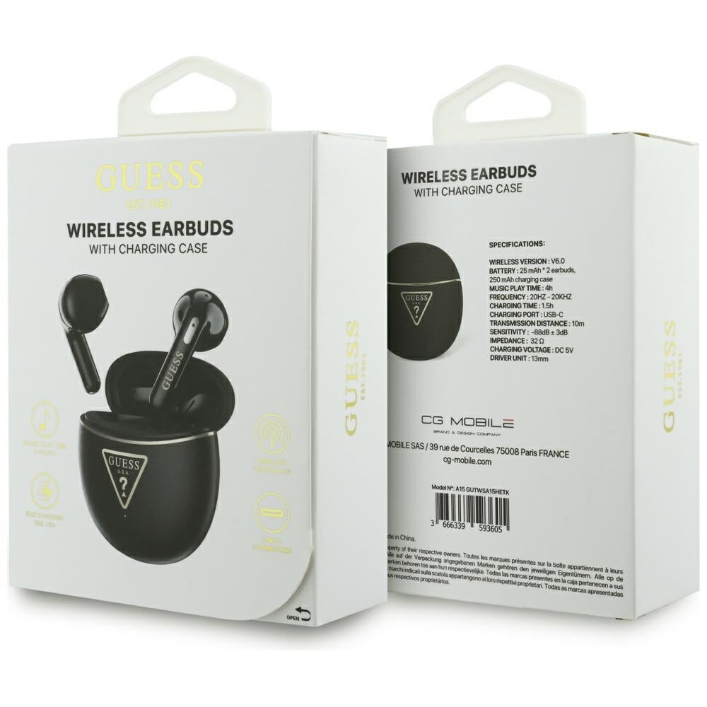 Handsfree Bluetooth Guess Script Print, TWS, Čierna