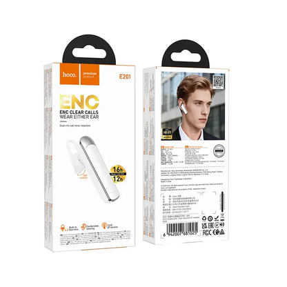 Bluetooth handsfree HOCO E201, biely
