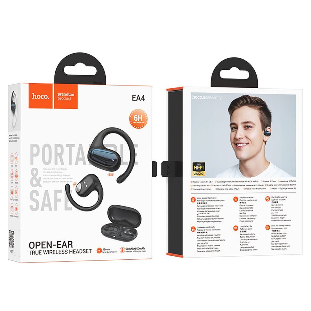 Handsfree Bluetooth HOCO EA4, TWS, Čierna