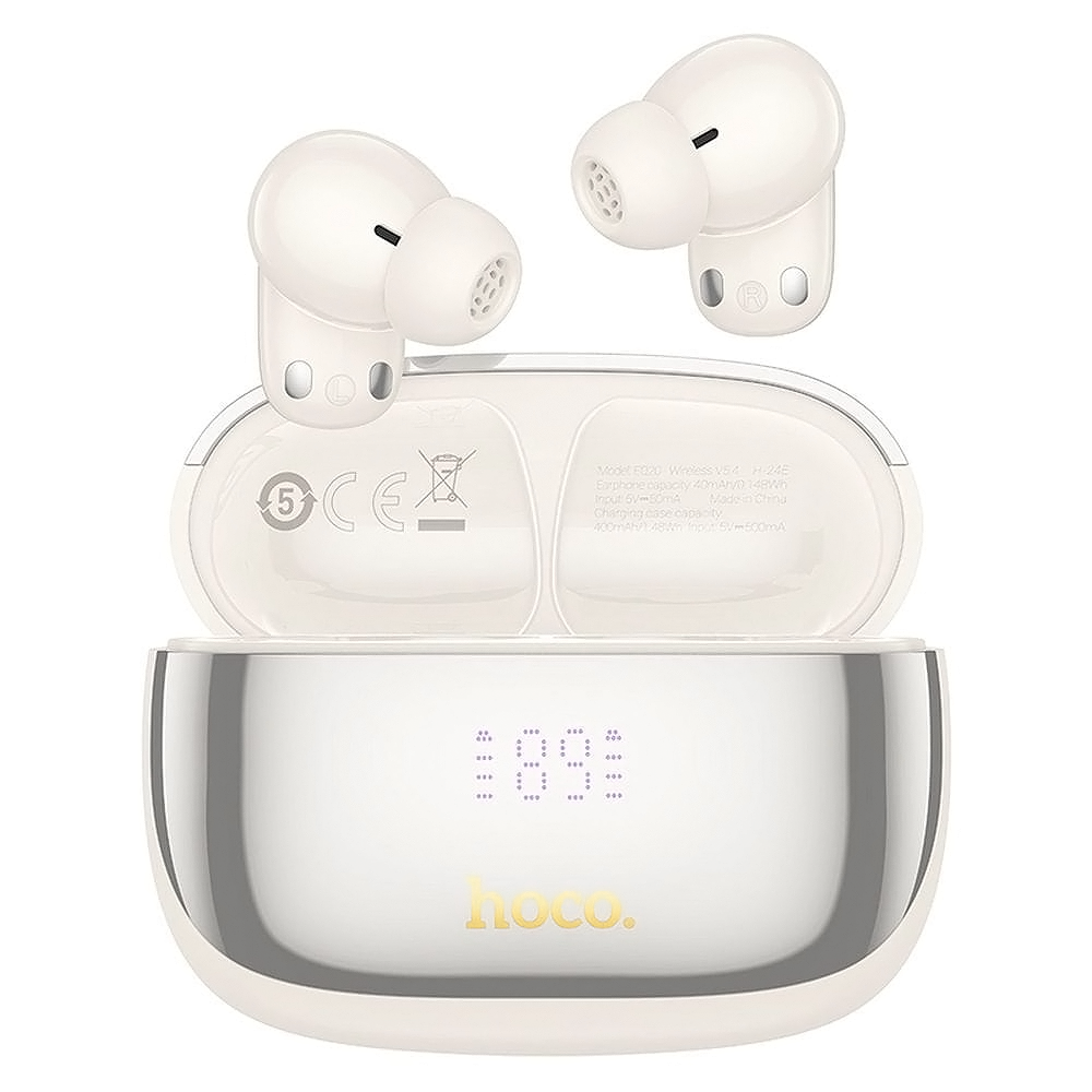 Handsfree Bluetooth HOCO EQ20, TWS, ANC, MultiPoint, Biela