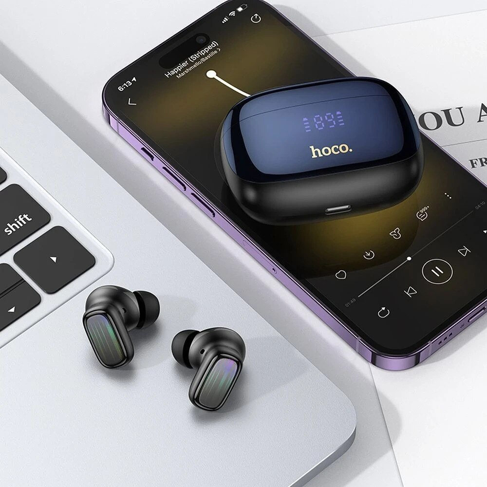 Handsfree Bluetooth HOCO EQ20, TWS, ANC, MultiPoint, Čierna