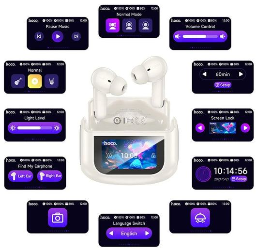 Handsfree Bluetooth HOCO EQ21, TWS, ANC, Biela