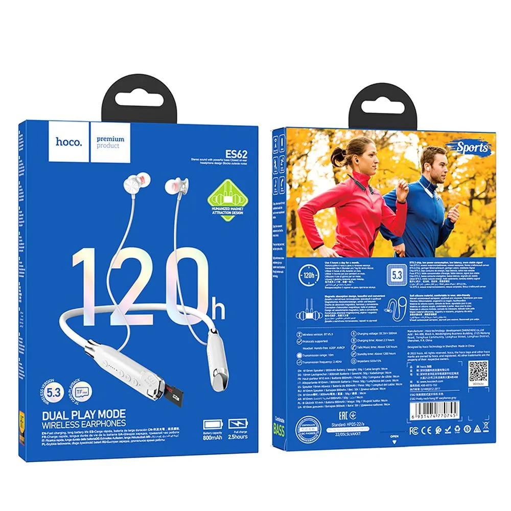 Handsfree Bluetooth HOCO ES62, A2DP, Sivá