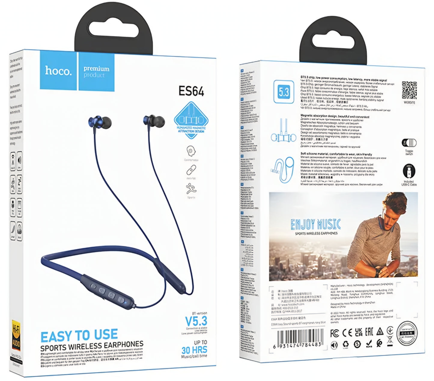 Handsfree Bluetooth HOCO ES64, A2DP, Modrá