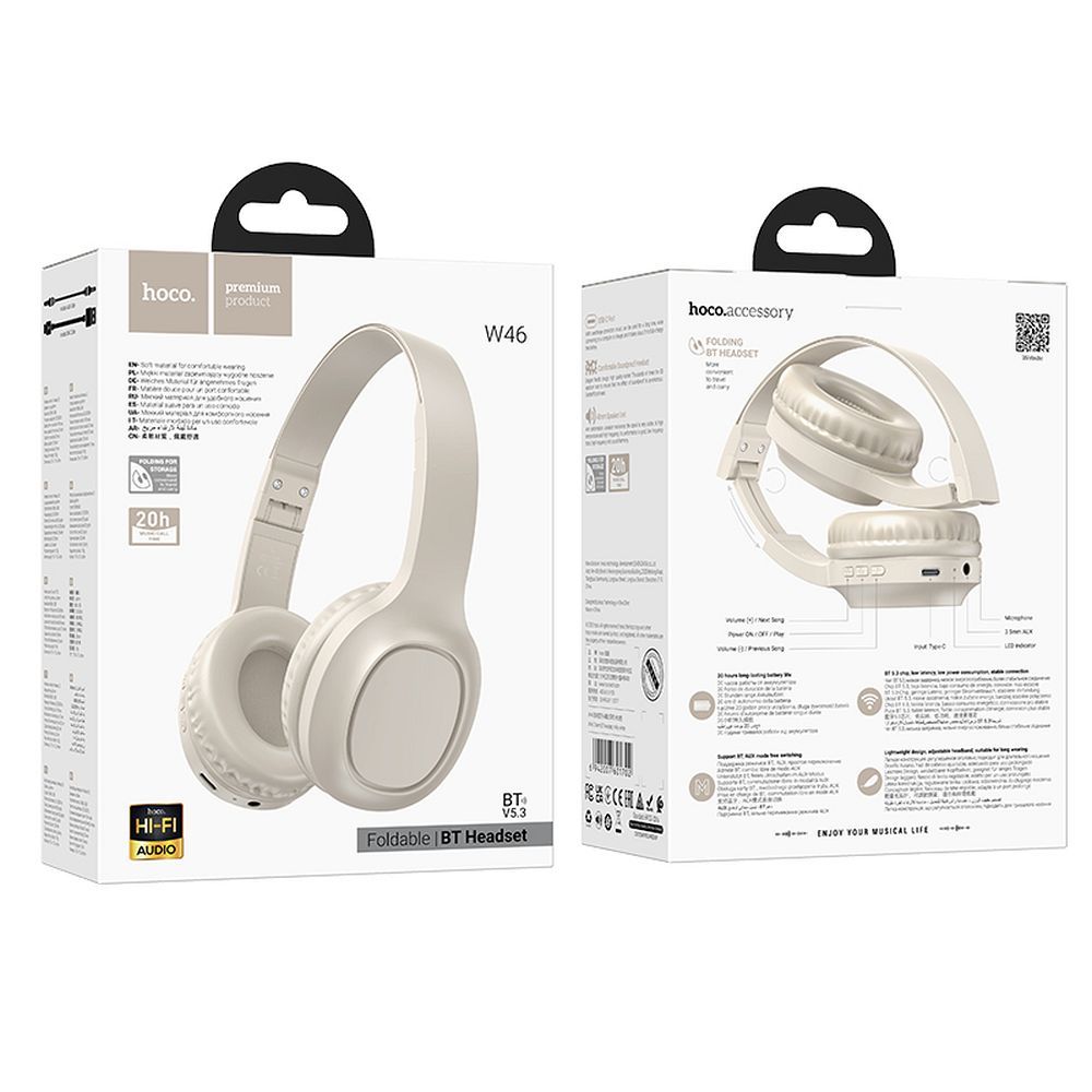 Handsfree Bluetooth HOCO W46, A2DP, Biela