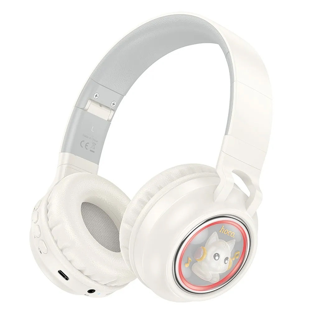 Handsfree Bluetooth HOCO W50 Kids Cute Cat, A2DP, Biela