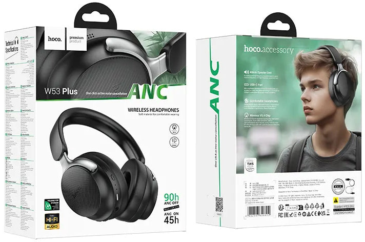 Handsfree Bluetooth HOCO W53 Plus, A2DP, ANC, Čierna