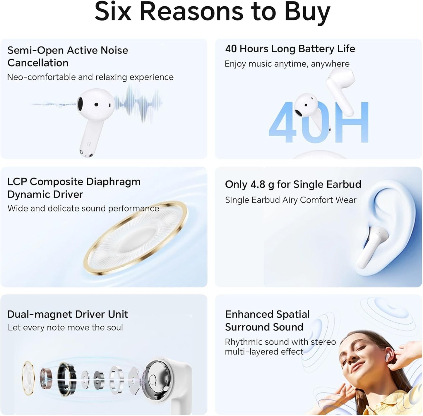 Handsfree Bluetooth Honor Choice X7e, TWS, ANC, Biela 5504ABHF