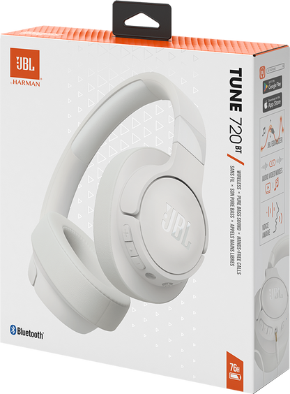 Handsfree Bluetooth JBL Tune 720BT, MultiPoint, A2DP, Biela, Znovu zabalené JBLT720BTWHT