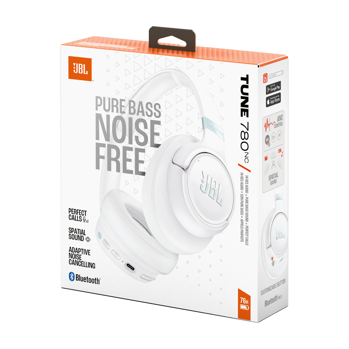 Handsfree Bluetooth JBL Tune 780NC, MultiPoint, A2DP, ANC, Biela JBLT780NCWHT