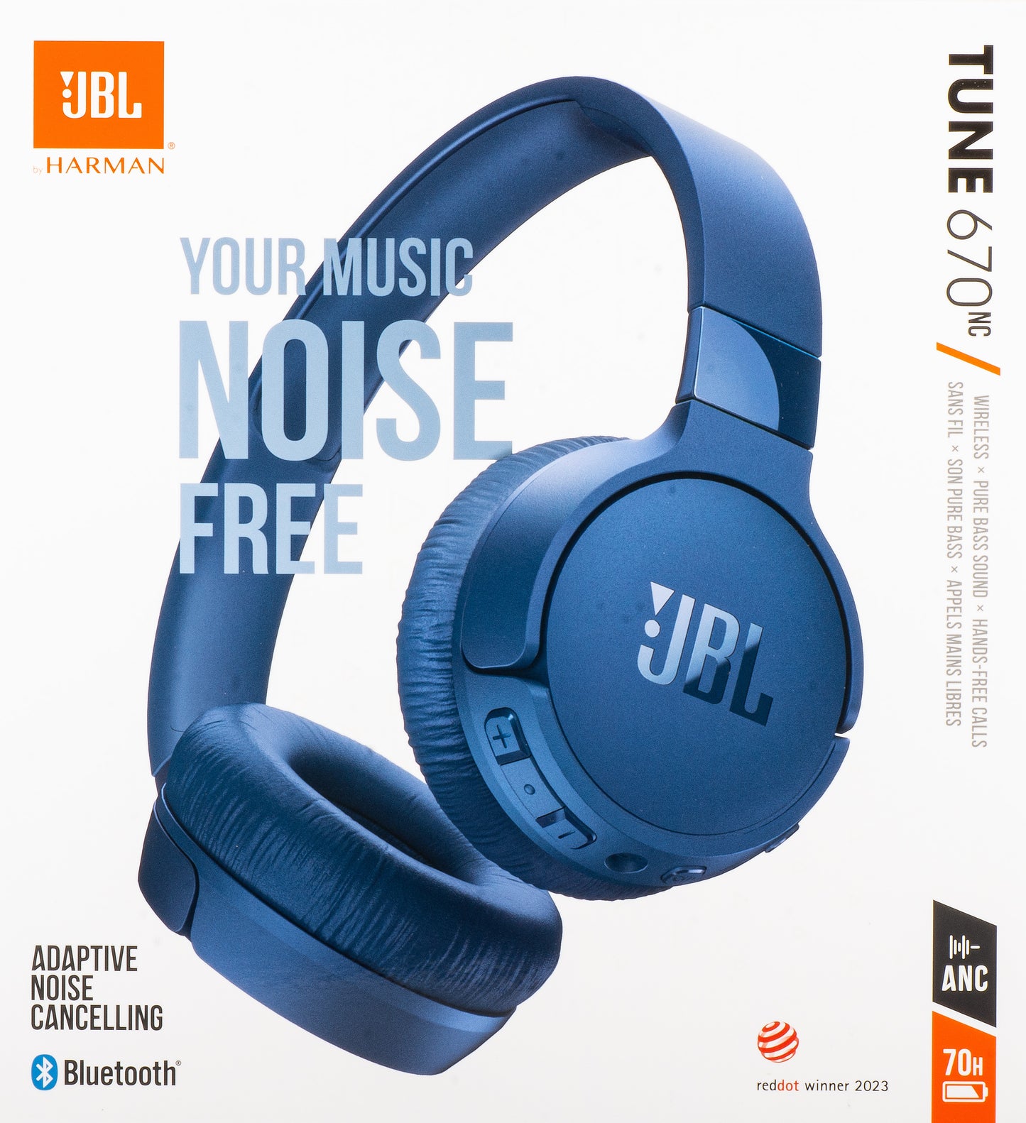 Handsfree Bluetooth JBL Tune 670NC, MultiPoint, A2DP, ANC, Modrá JBLT670NCBLUAP