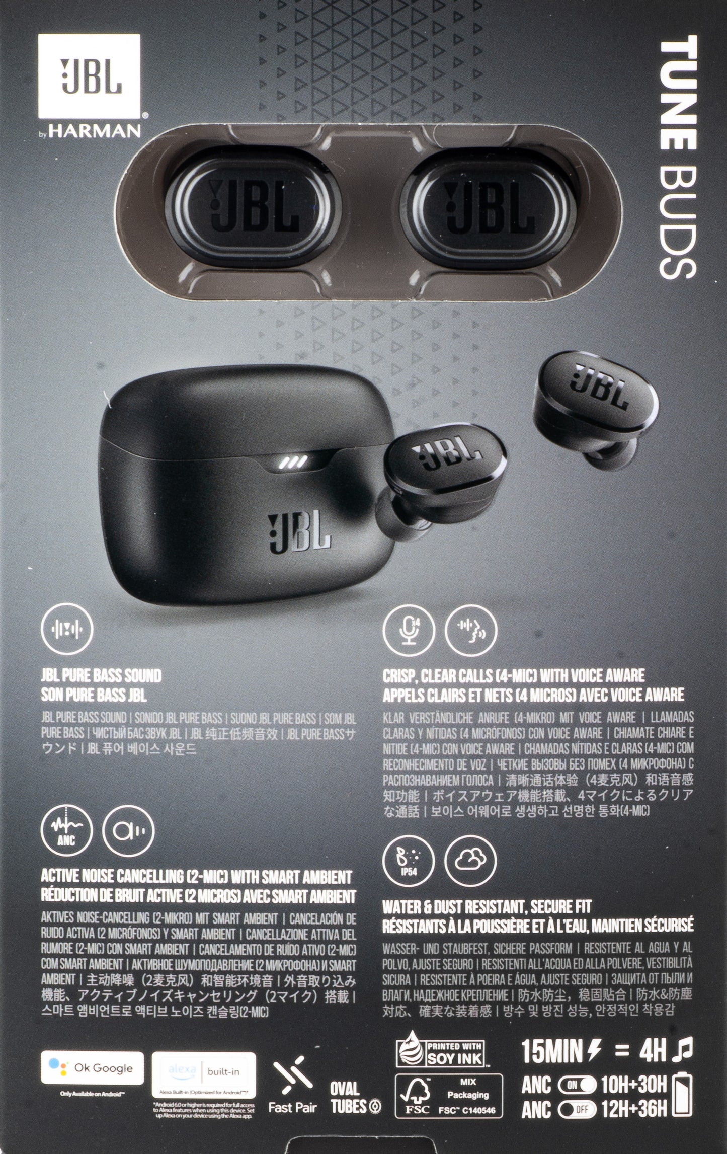 JBL Tune Buds Bluetooth Handsfree, TWS, ANC, Multipoint, Black JBLTBUDSBLK