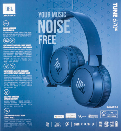 Handsfree Bluetooth JBL Tune 670NC, MultiPoint, A2DP, ANC, Modrá JBLT670NCBLUAP