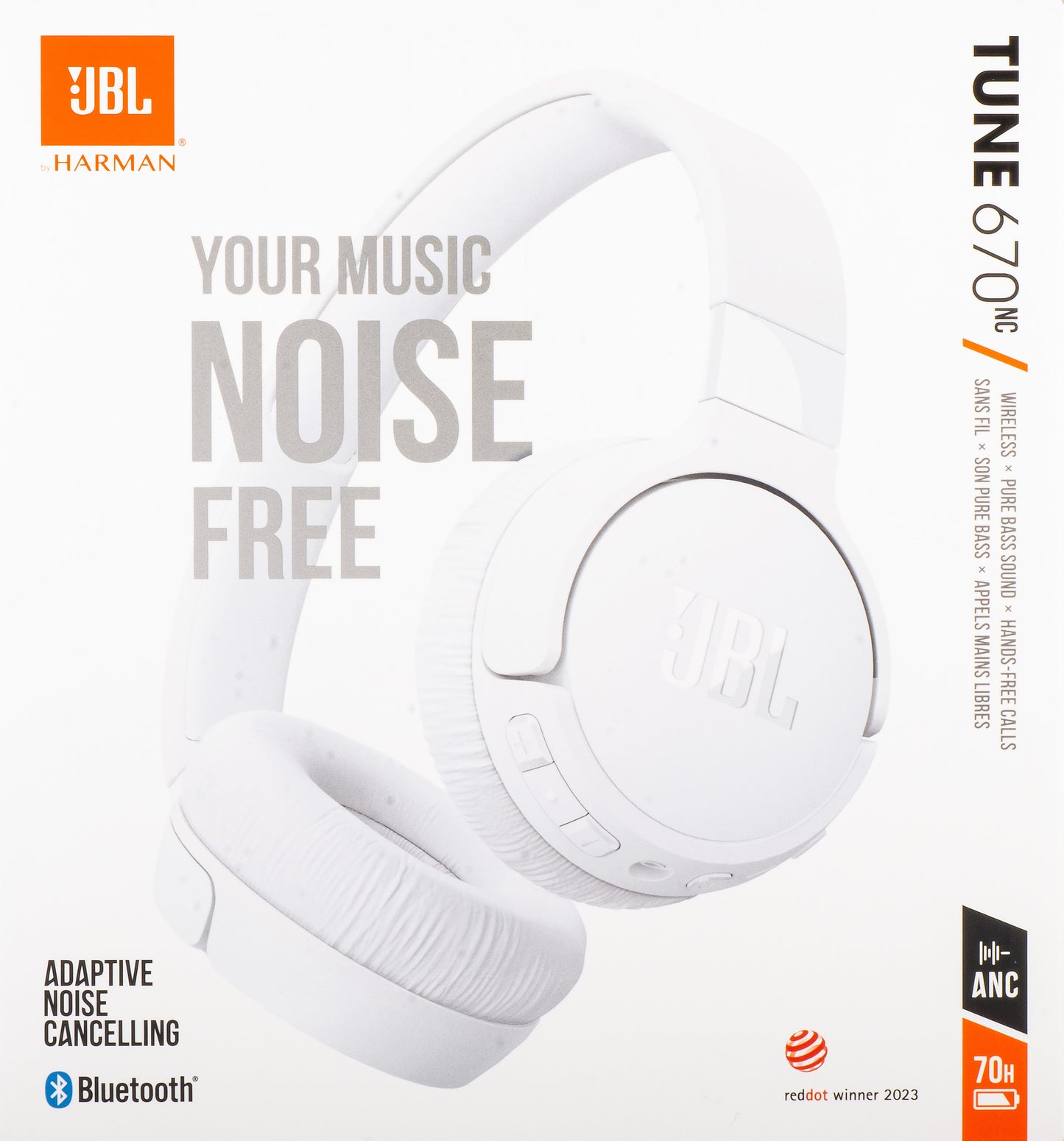 Handsfree Bluetooth JBL Tune 670NC, MultiPoint, A2DP, ANC, Biely JBLT670NCWHTAP
