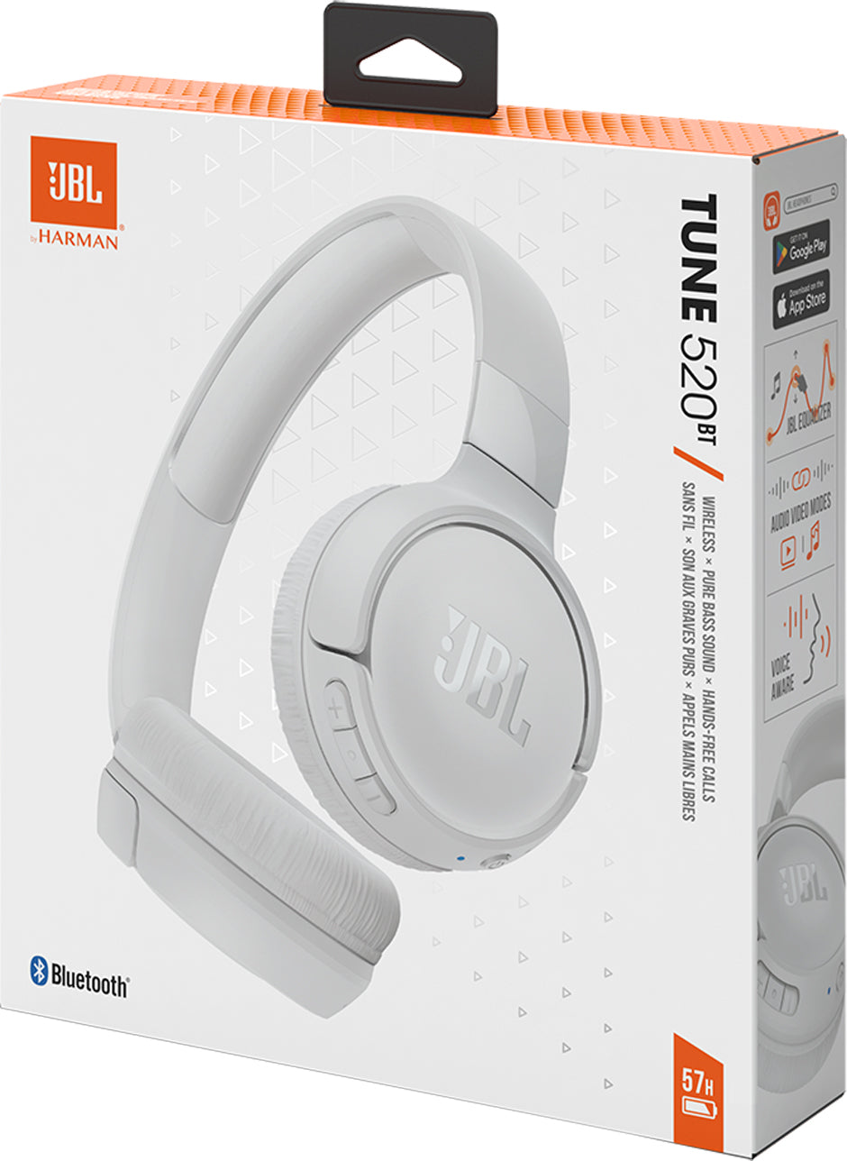 Handsfree Bluetooth JBL Tune 520BT, MultiPoint, A2DP, biele JBLT520BTBTWWHT