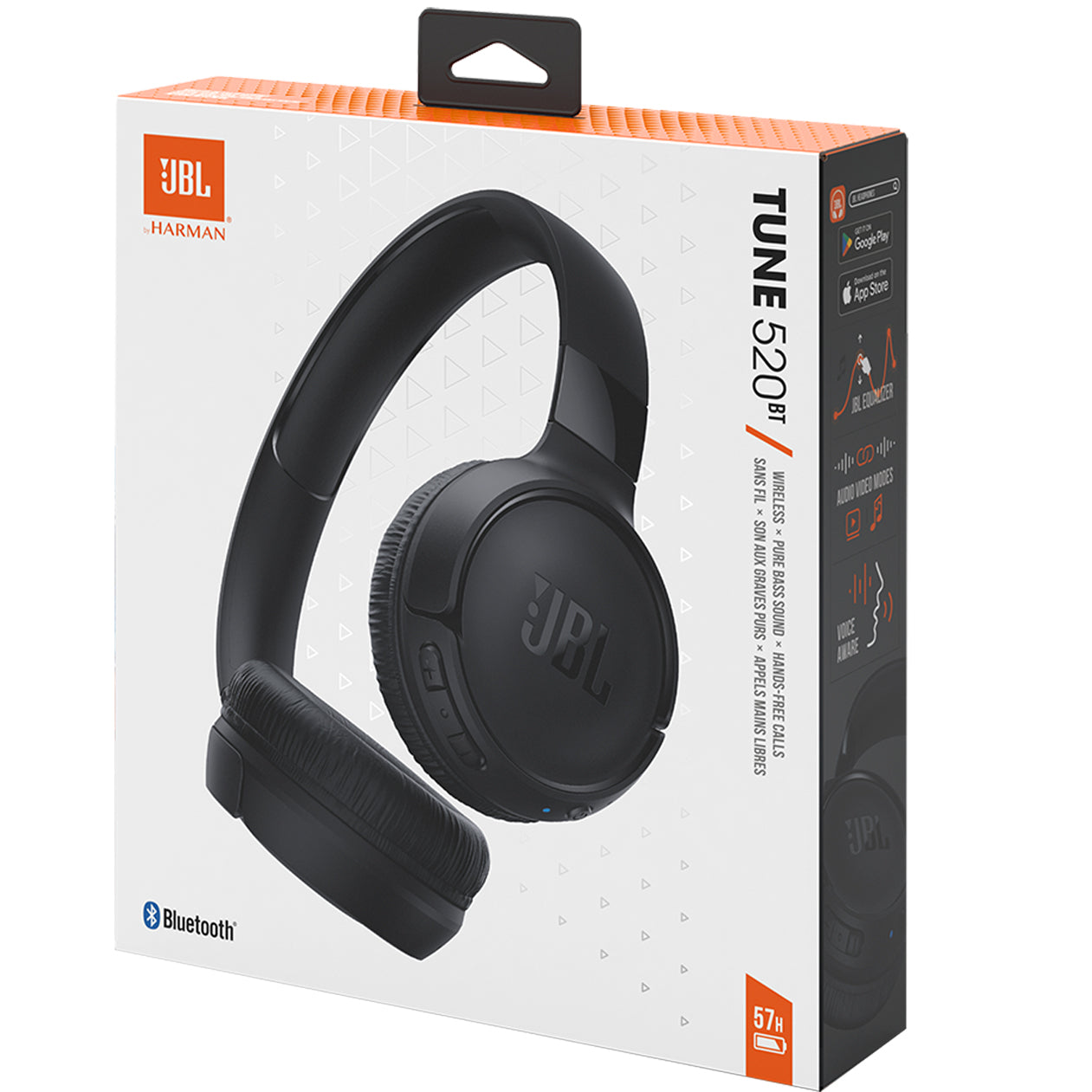 Handsfree Bluetooth JBL Tune 520BT, MultiPoint, Čierna, Znovu zabalené