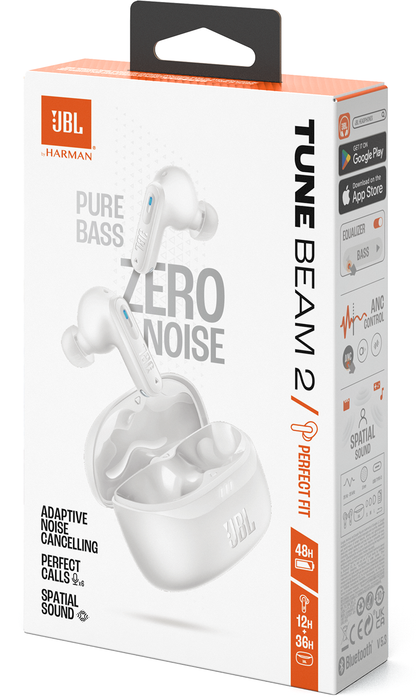 Handsfree Bluetooth JBL Tune Beam 2, TWS, ANC, MultiPoint, Biela JBLTBEAM2WHT