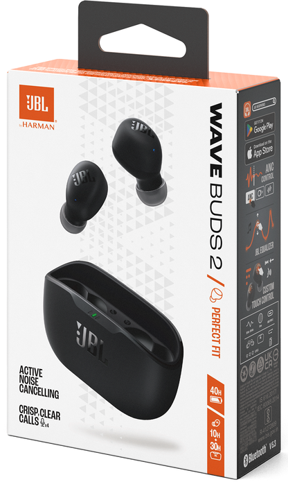 Handsfree Bluetooth JBL Wave Buds 2, TWS, ANC, MultiPoint, Čierna JBLWBUDS2BLK
