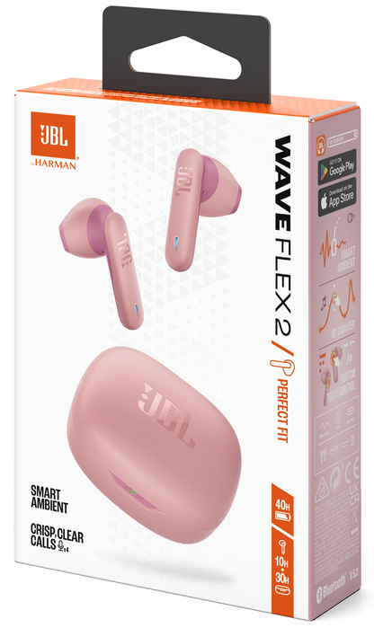Handsfree Bluetooth JBL Wave Flex 2, TWS, ANC, MultiPoint, Ružový JBLWFLEX2PIK