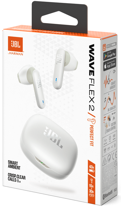 Handsfree Bluetooth JBL Wave Flex 2, TWS, ANC, MultiPoint, Biela JBLWFLEX2WHT