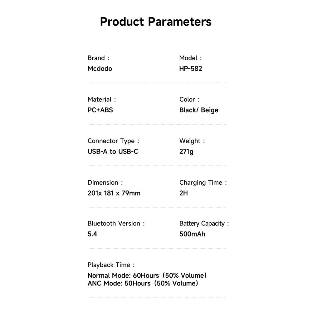 Handsfree Bluetooth McDodo HP-5820 T03, A2DP, ANC, Čierna