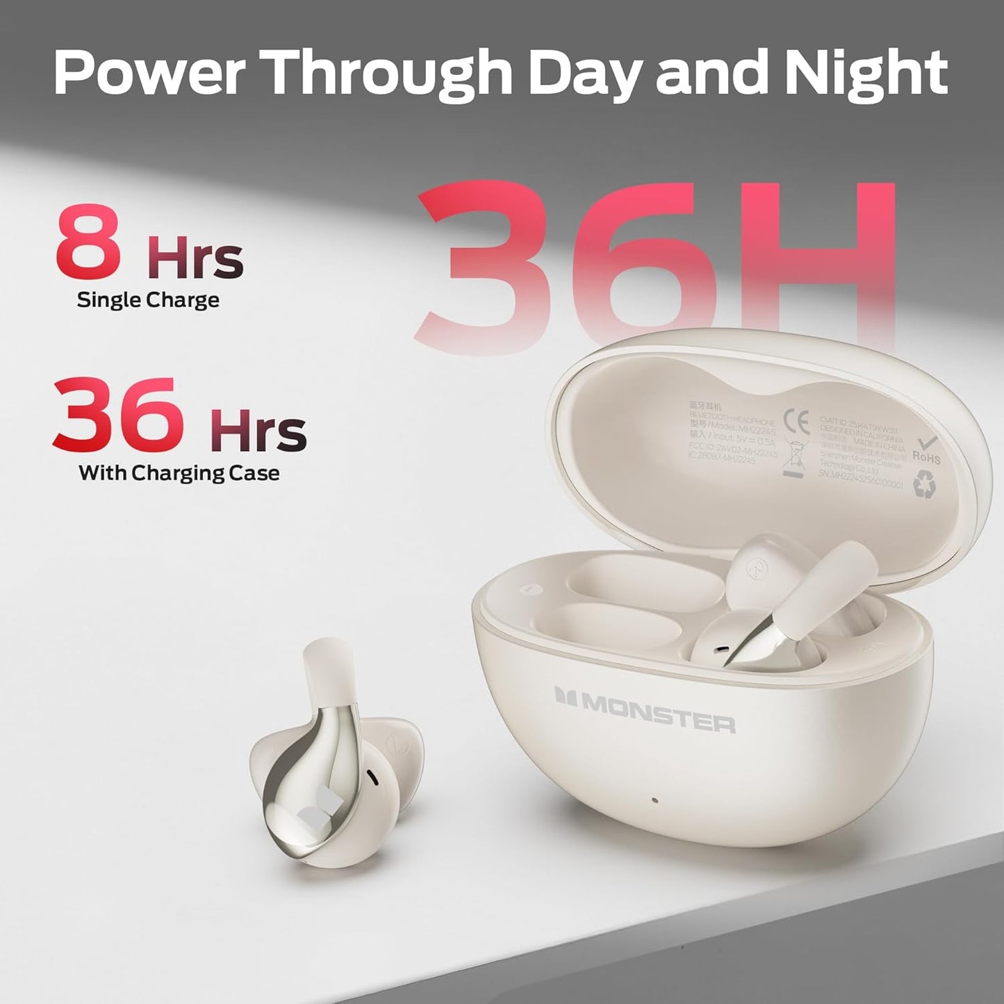 Handsfree Bluetooth Monster AC225, TWS, Svetlo krémová