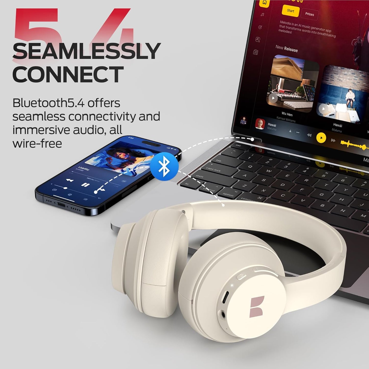 Bluetooth handsfree Monster Mission 100, MultiPoint, A2DP, ANC, biela