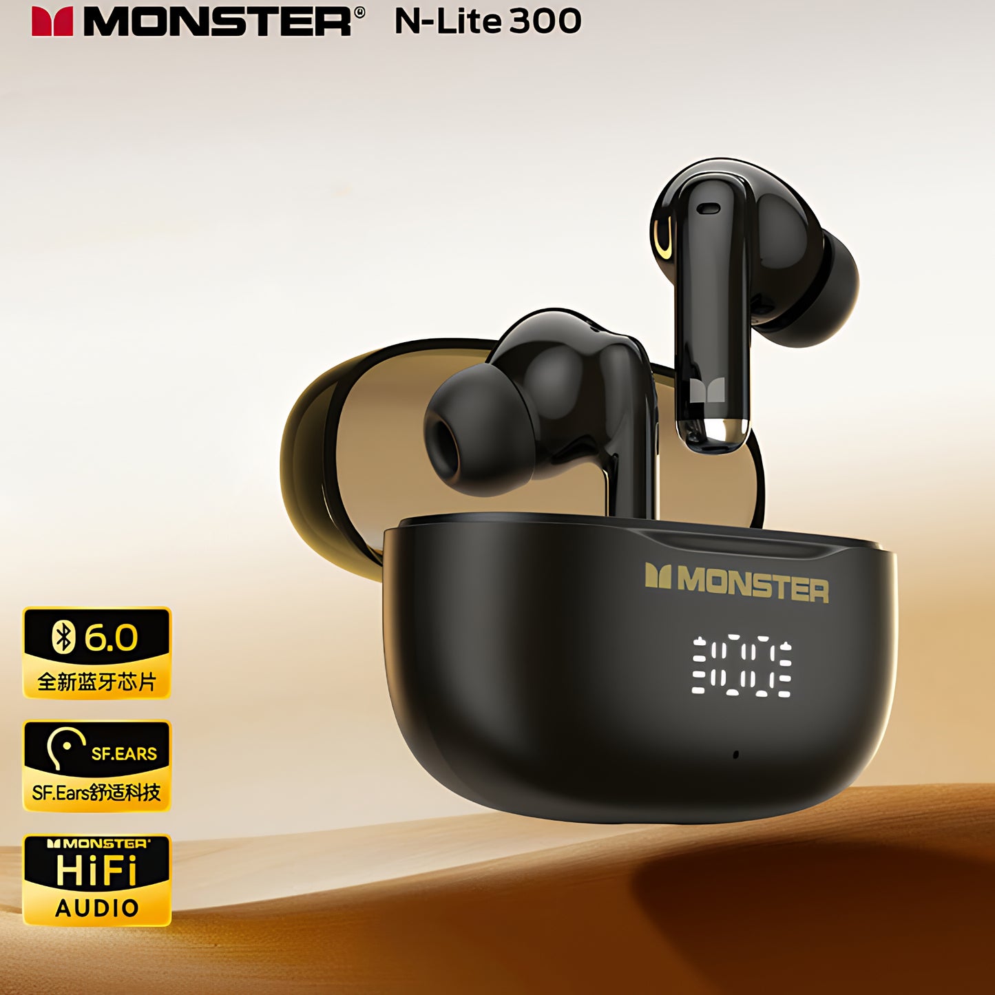 Handsfree Bluetooth Monster N-Lite 300, TWS, Čierna