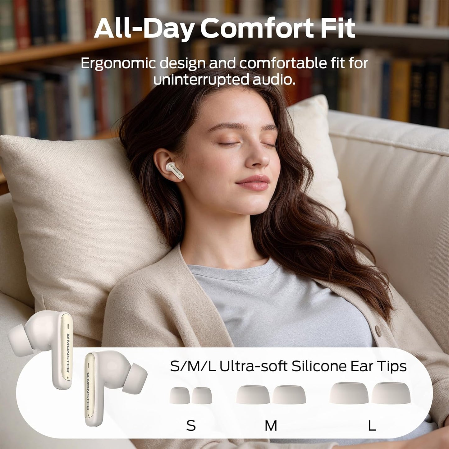 Handsfree Bluetooth Monster N-Lite 310, TWS, Svetlo krémová