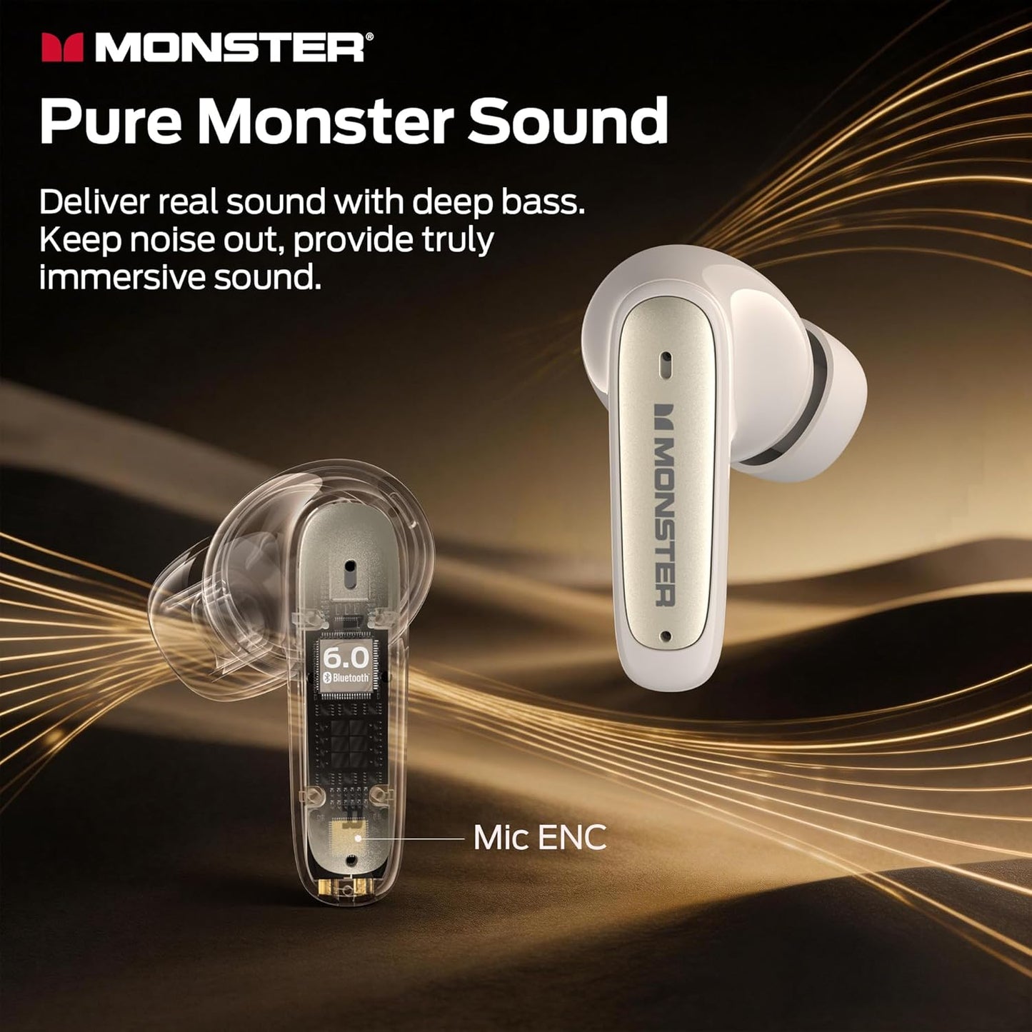 Handsfree Bluetooth Monster N-Lite 310, TWS, Svetlo krémová