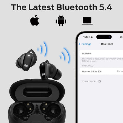 Handsfree Bluetooth Monster N-Lite 206, TWS, Čierna