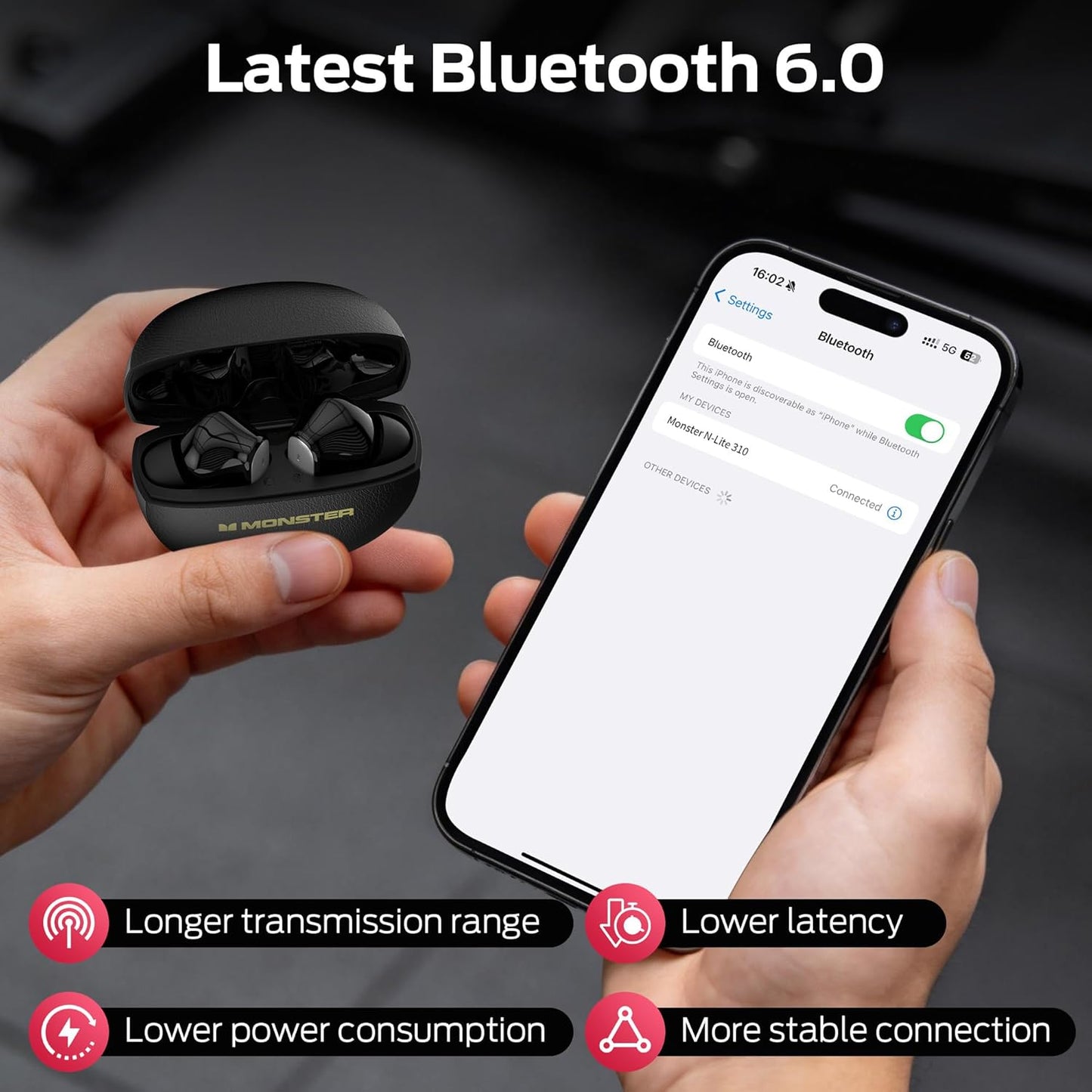 Handsfree Bluetooth Monster N-Lite 310, TWS, Čierna
