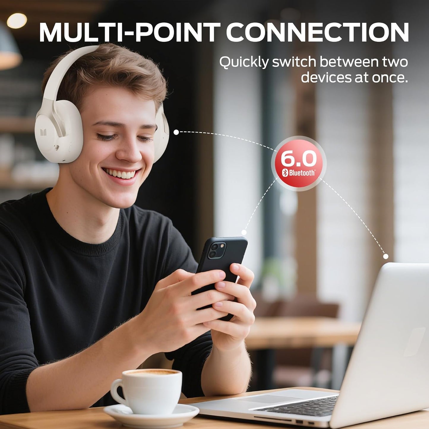 Handsfree Bluetooth Monster Persona 5th, MultiPoint, A2DP, ANC, Biela