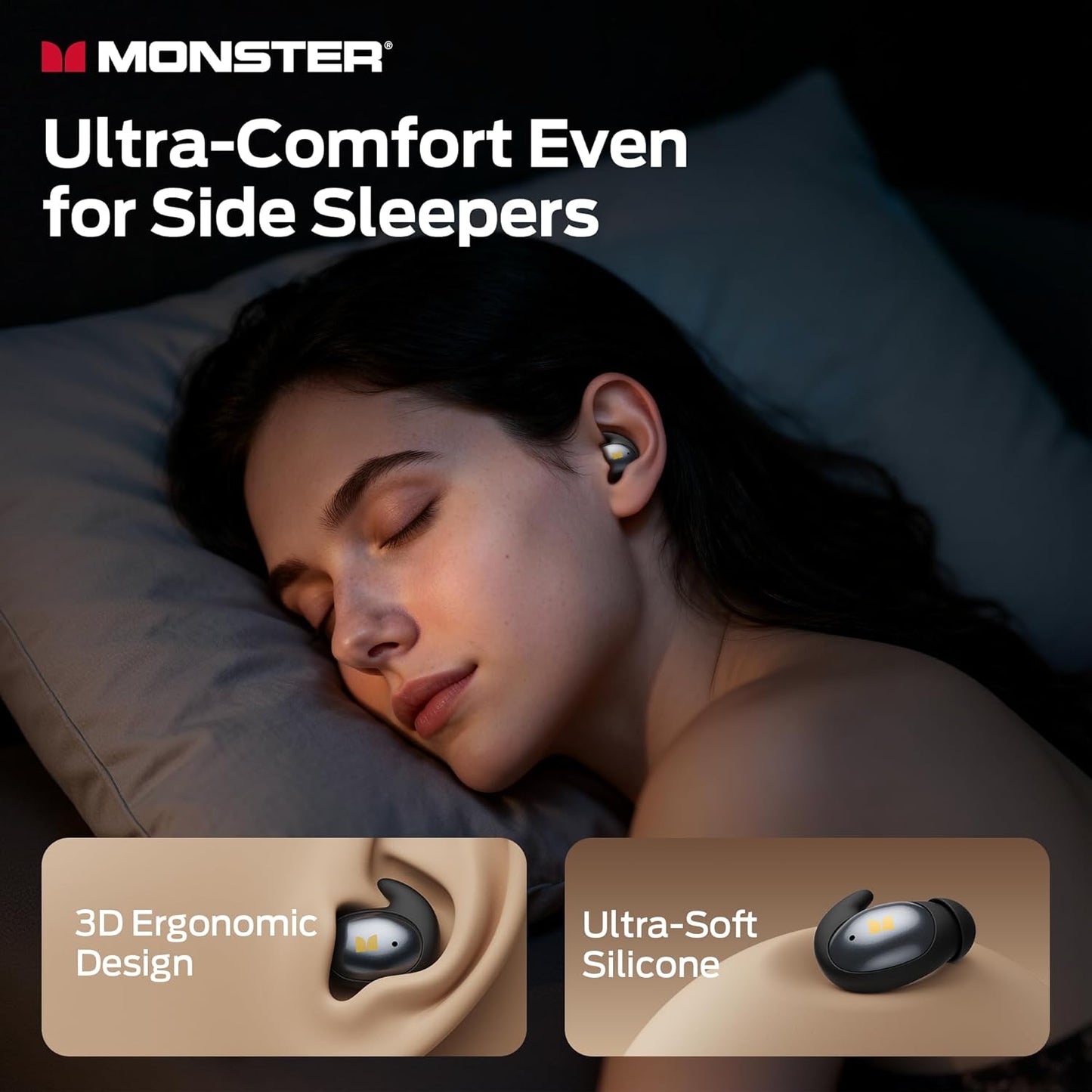 Handsfree Bluetooth Monster Sleep Ear100, TWS, Čierna
