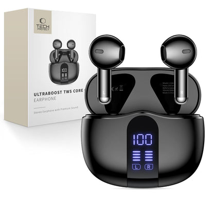 Handsfree Bluetooth Tech-Protect Ultraboost Core G2, TWS, Čierna