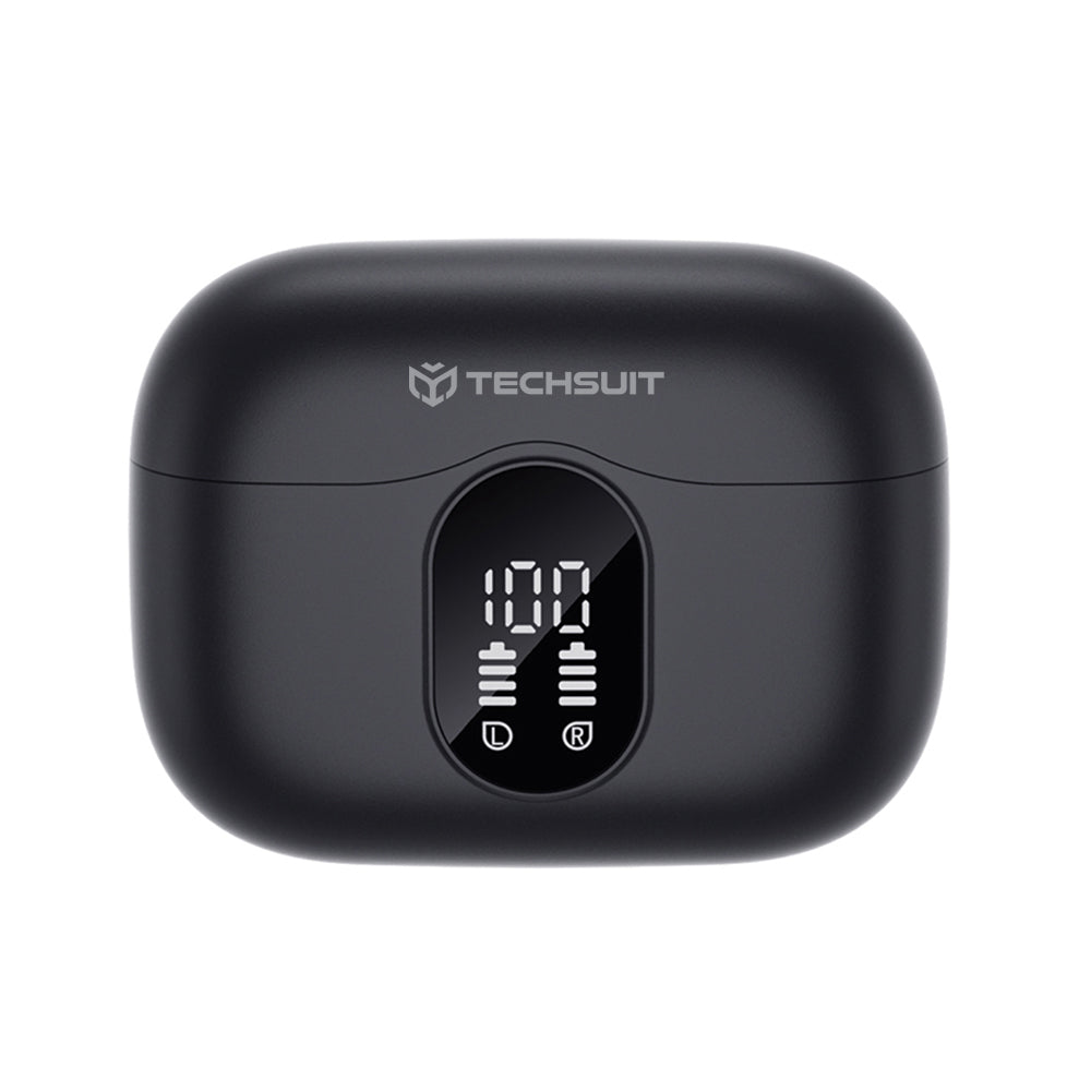 Handsfree Bluetooth Techsuit CW3 WaveBeat 100, TWS, ANC, Čierna