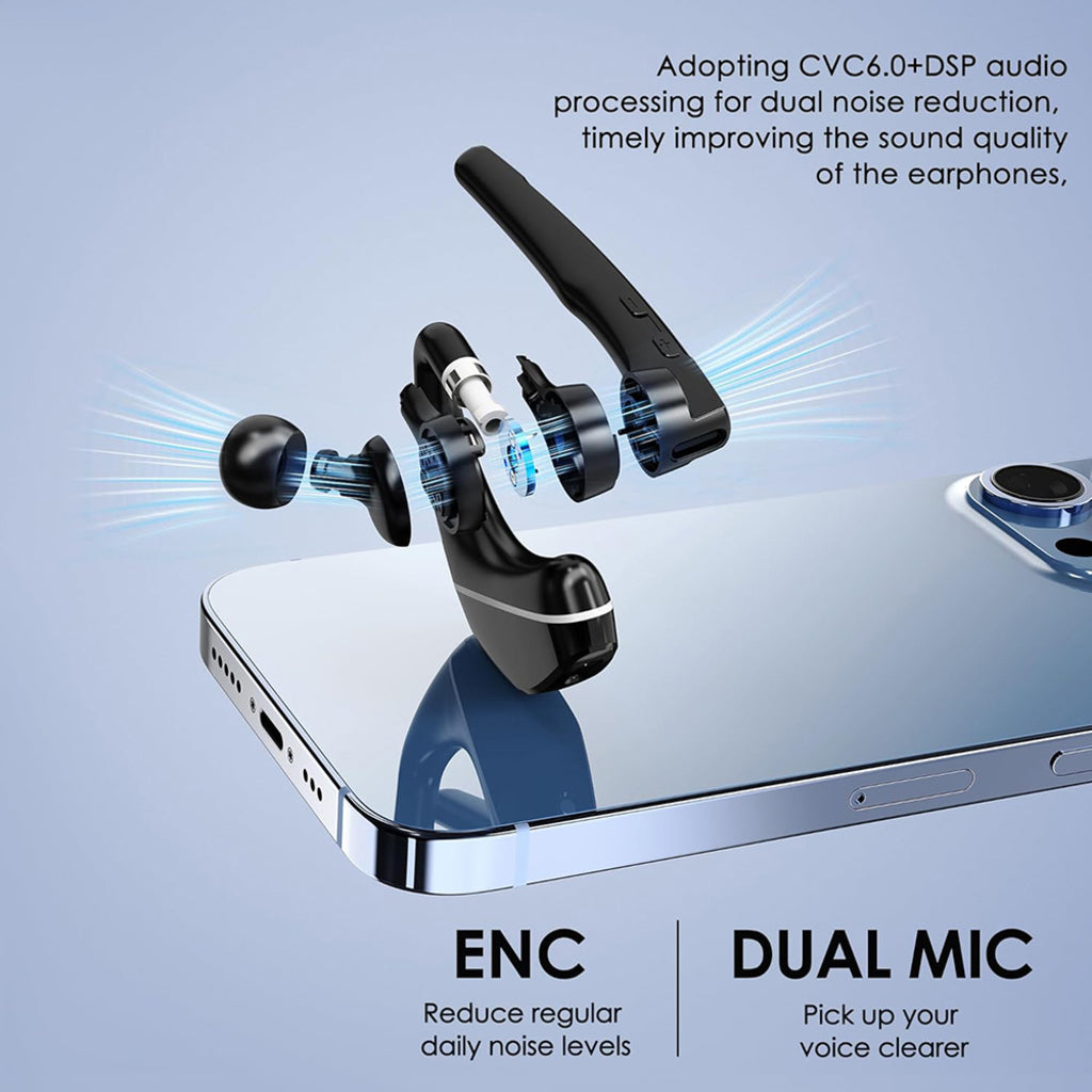 Bluetooth headset Techsuit Hearyo A6L pre call centrum, čierna