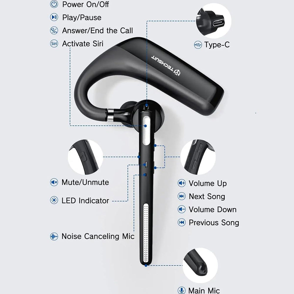 Handsfree Bluetooth Techsuit PowerTalks G6, MultiPoint, A2DP, Čierna