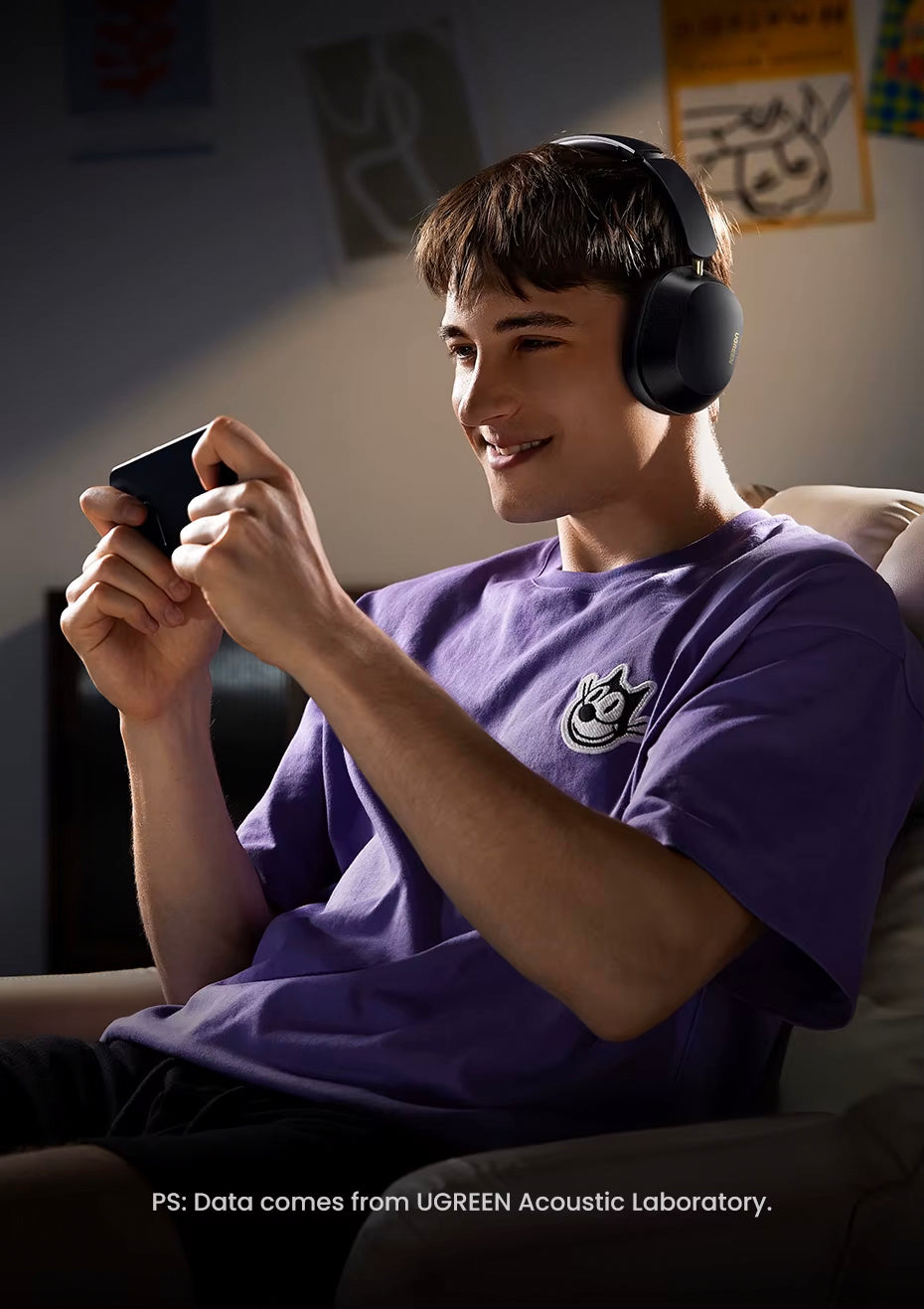 Handsfree Bluetooth UGREEN HP203, A2DP, ANC, Čierna