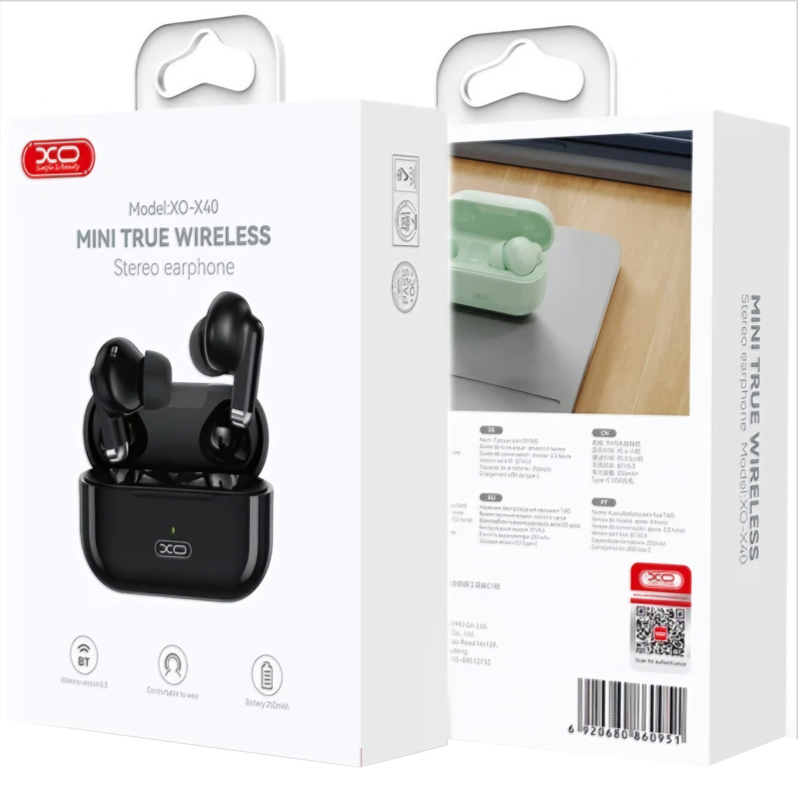 Handsfree Bluetooth XO Design X40, TWS, Čierna