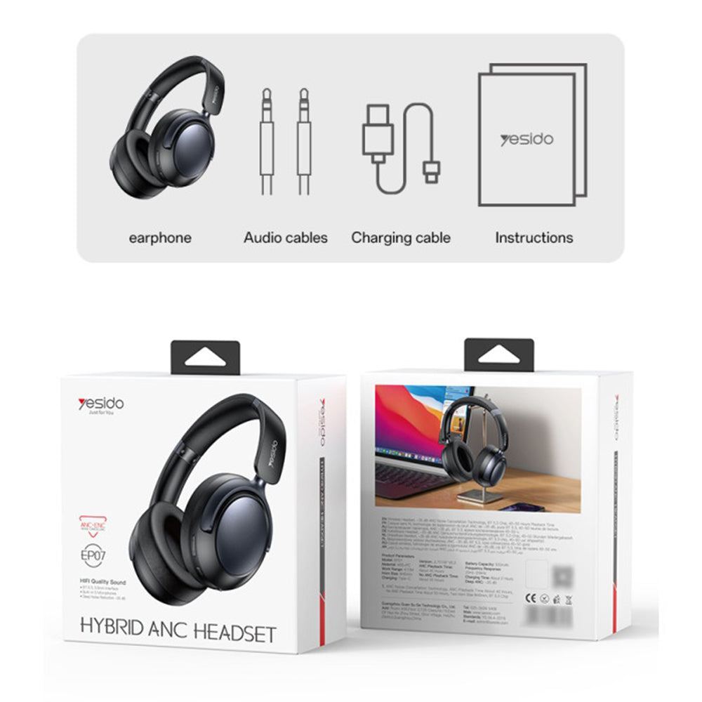 Handsfree Bluetooth Yesido EP07, A2DP, ANC, Čierna