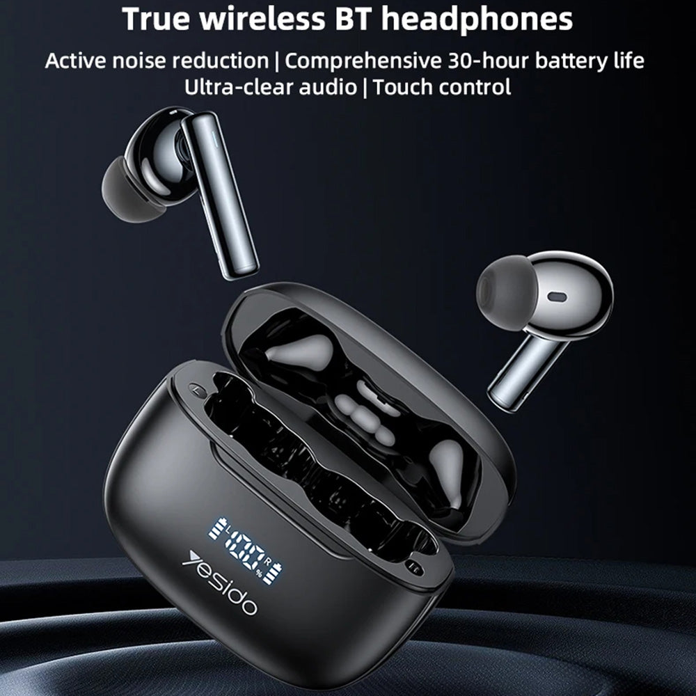 Handsfree Bluetooth Yesido TWS23, TWS, ANC, Čierna
