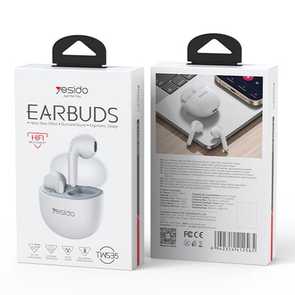 Handsfree Bluetooth Yesido TWS35, TWS, Biely