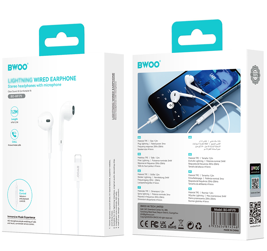 Handsfree Lightning BWOO BO-HF179, Biela