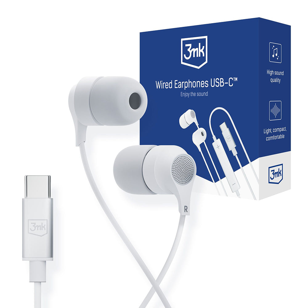 Handsfree USB-C 3MK, White 
