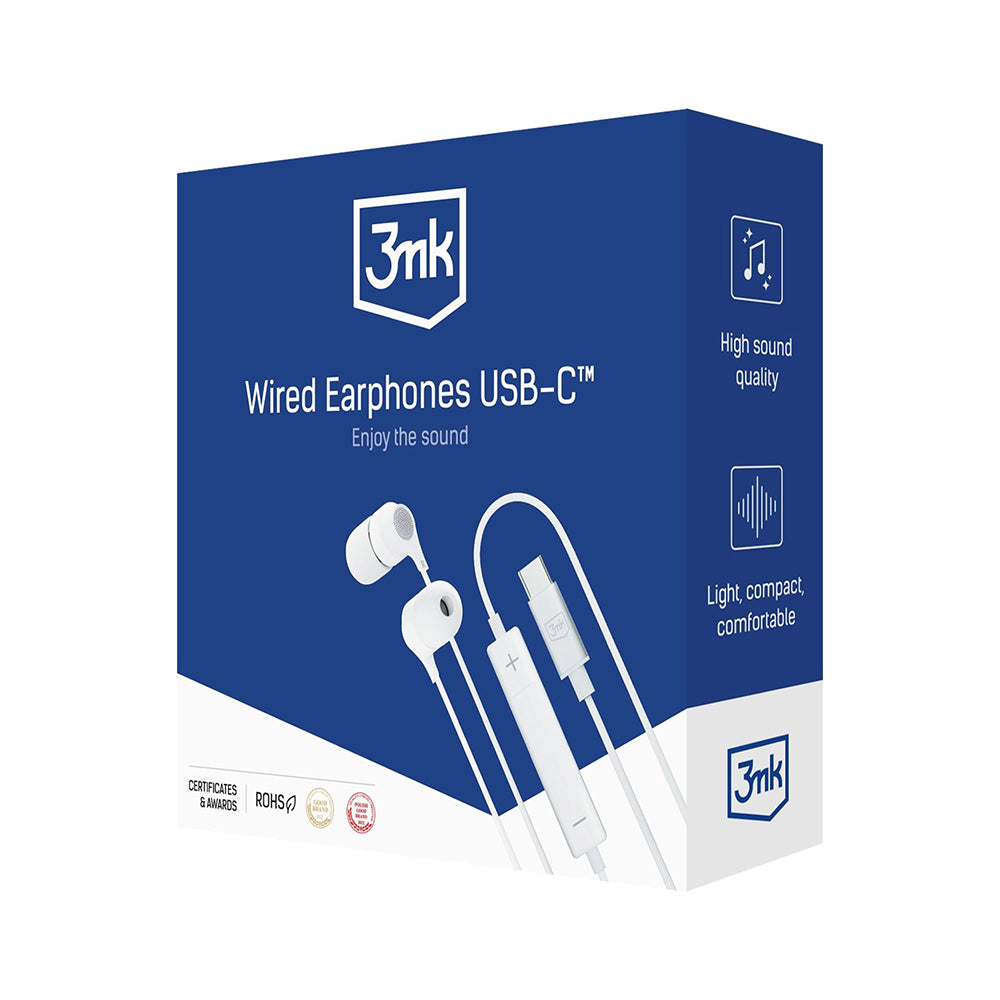 Handsfree USB-C 3MK, White 