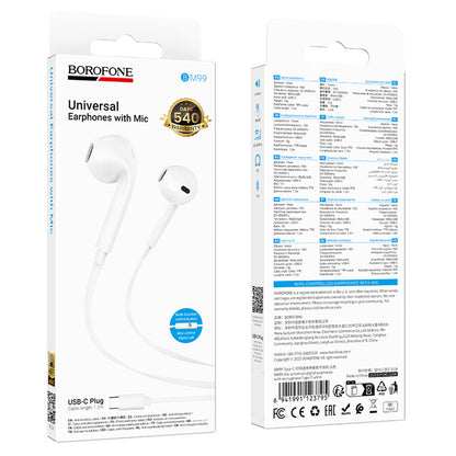 Handsfree USB-C Borofone BM99 Star, Biela
